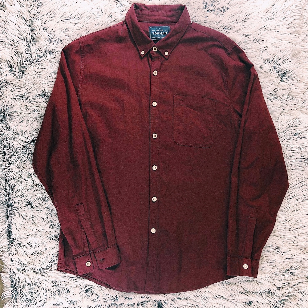 Topman Red Long Sleeve Shirt - Large